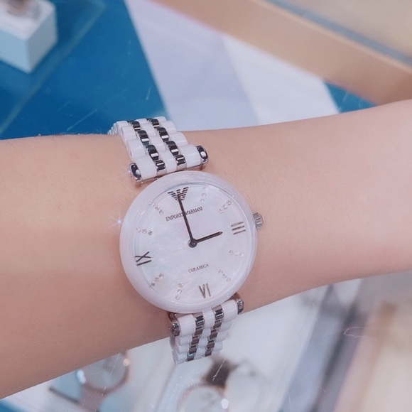 Emporio Armani AR1488 White Ceramic Watch with Armani warranty book main image 10